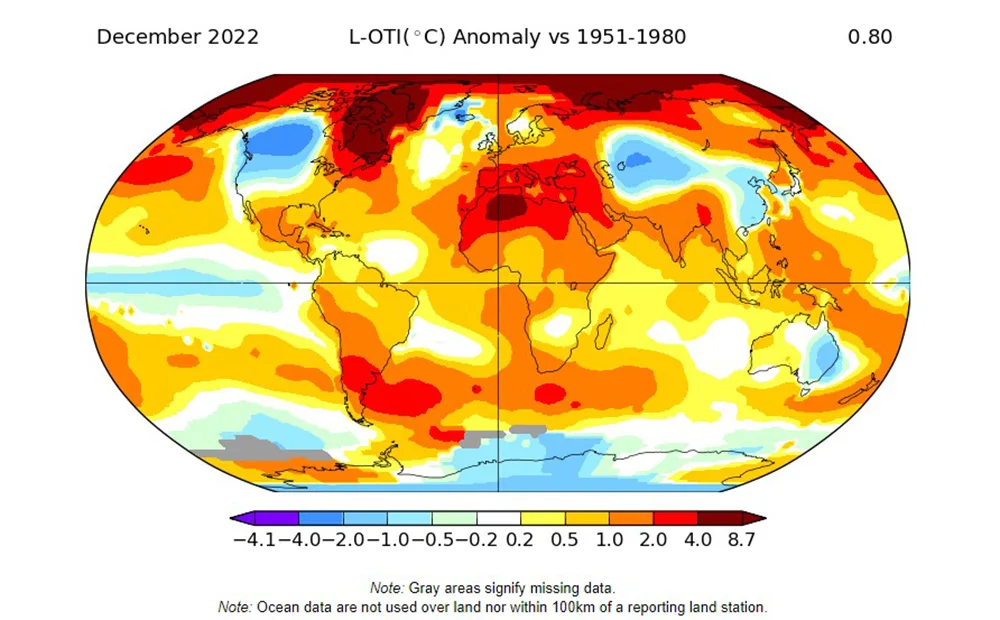 mappa del riscaldamento globale