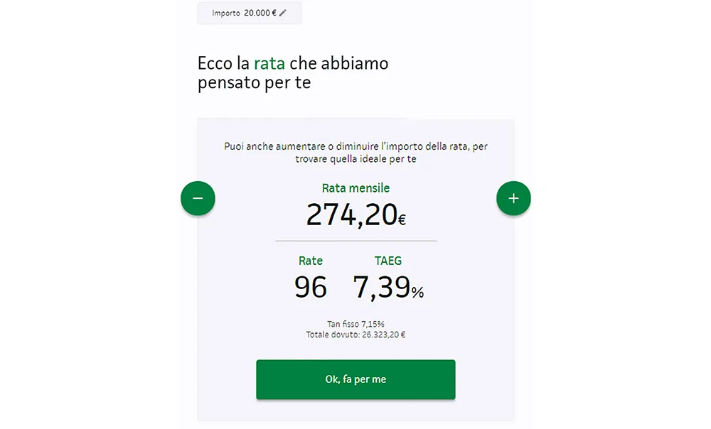 calcolatore online del tuo finanziamiento green per ventimila euro